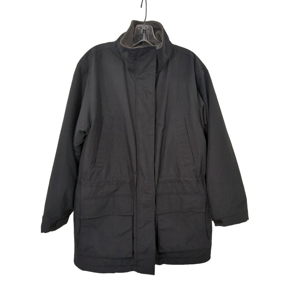 Lands End Parka Coat Womens S‎ Black Fleece Polartec Lined Winter Outdoor Warm